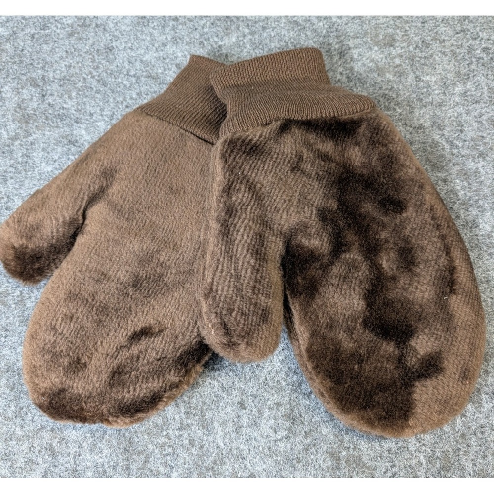 Vintage Golf Head Covers Set Of 2  Fleece Dark Brown Mitten Shaped